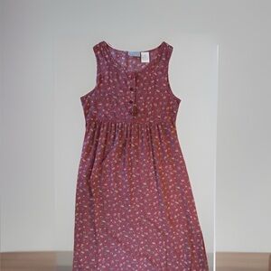 90’s Vintage Erika Studio Dress Sz M Maxi Red Mauve Floral White Soft Rayon